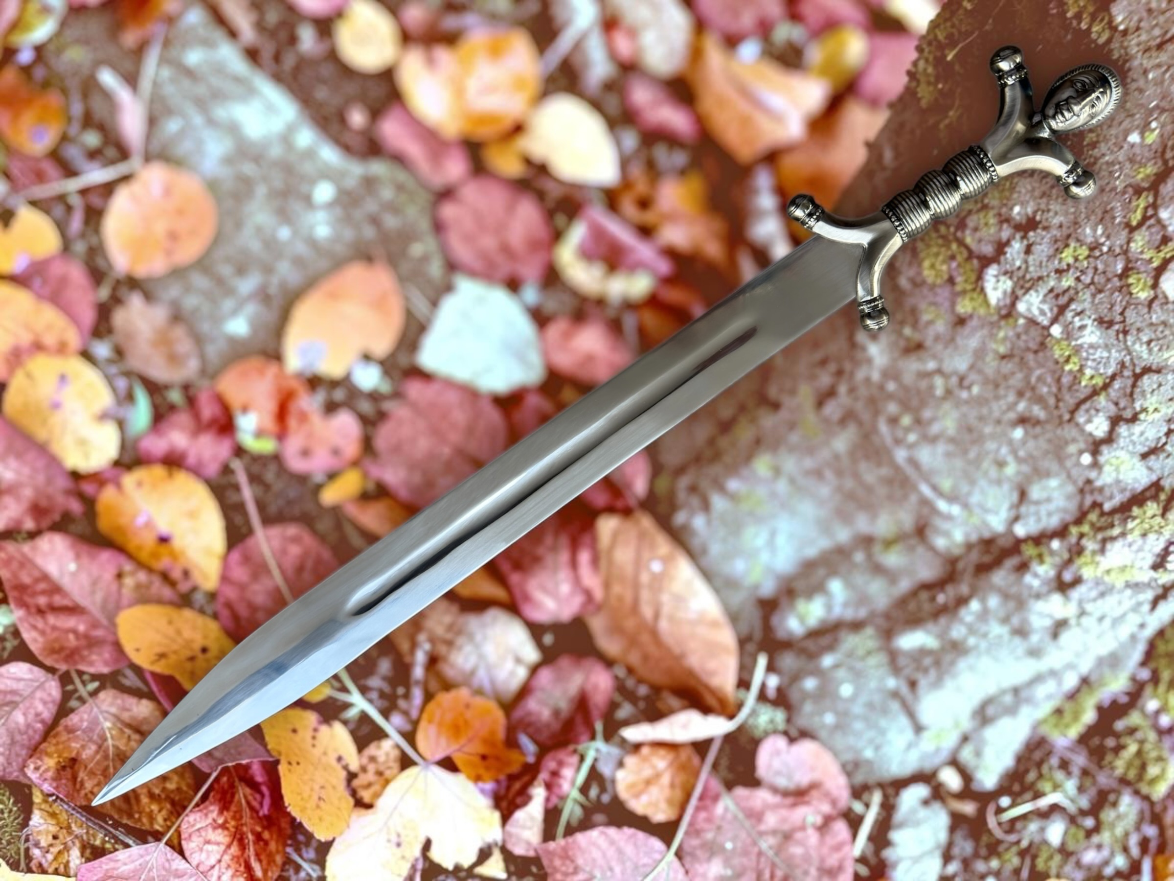 Celtic Medieval Sword, Hilt Replica, Stainless Steel Blade, Carbon Steel Handle (with Sheath)
